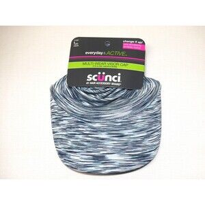Scunci Hat Cap Women's Multi-Wear Visor Adjustable Toggle Pony Tail  Blue NEW